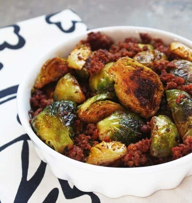 Caramelized Brussel Sprouts and Chorizo