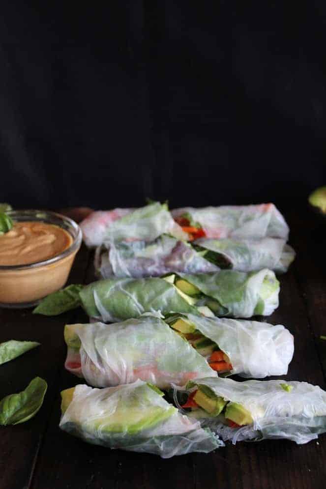Fresh Summer Rolls with Basil and Avocado