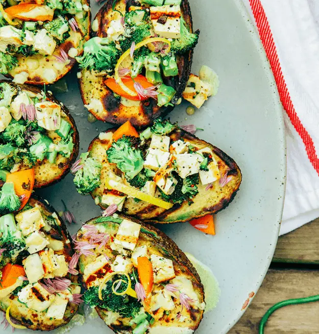 Charred Broccoli Tofu Stuffed Avocados