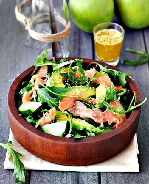 Salmon, Avocado and Rocket Arugula Salad