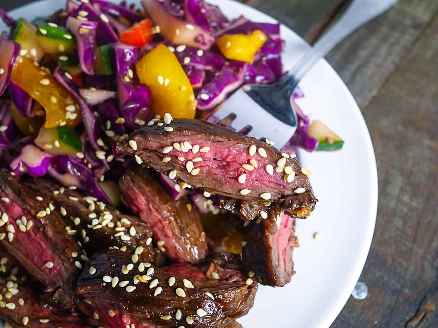 Skirt Steak with Asian Slaw