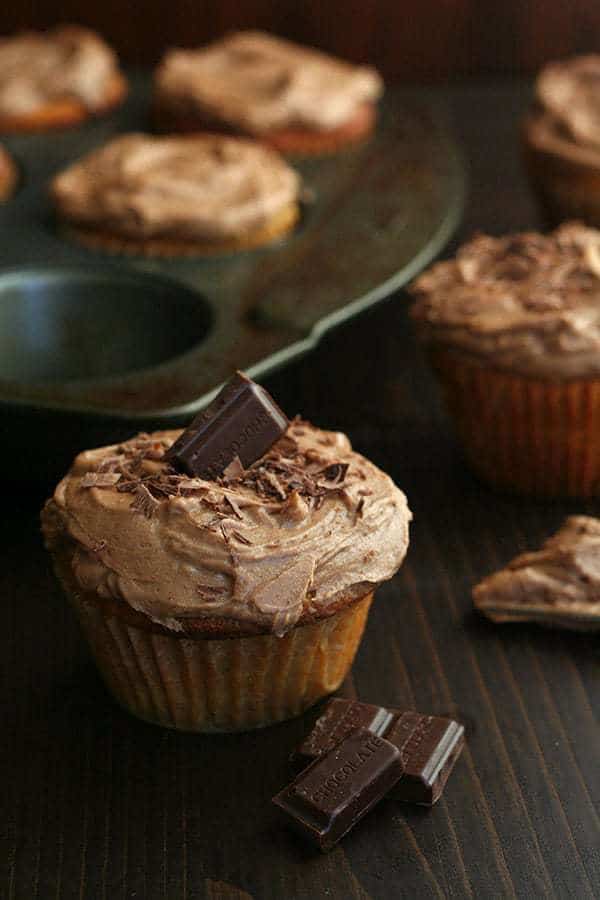 Caramel Cupcakes with Milk Chocolate Frosting