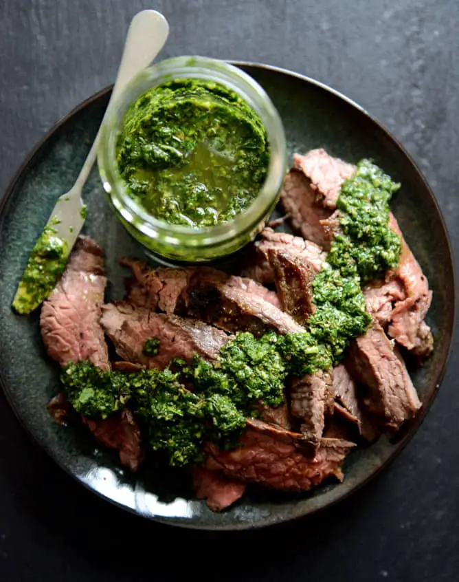 Garlic Brown Sugar Flank Steak with Chimichurri