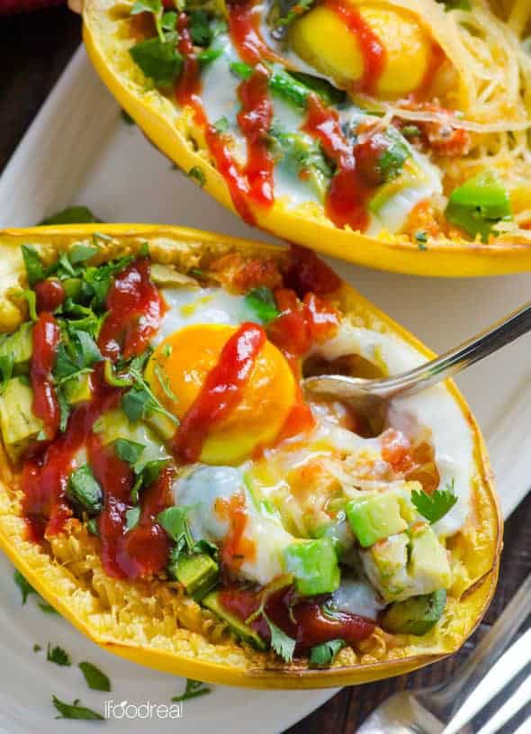 Avocado and Egg Spaghetti Squash Boats