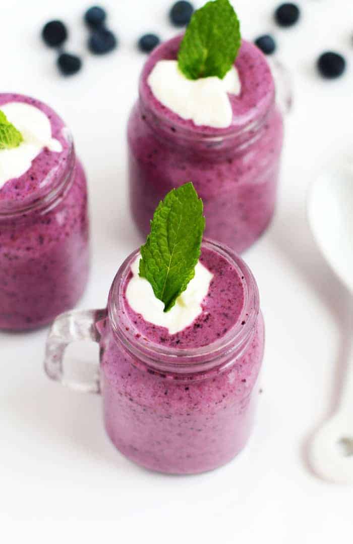Three-Ingredient Blueberry Mint Frozen Yogurt