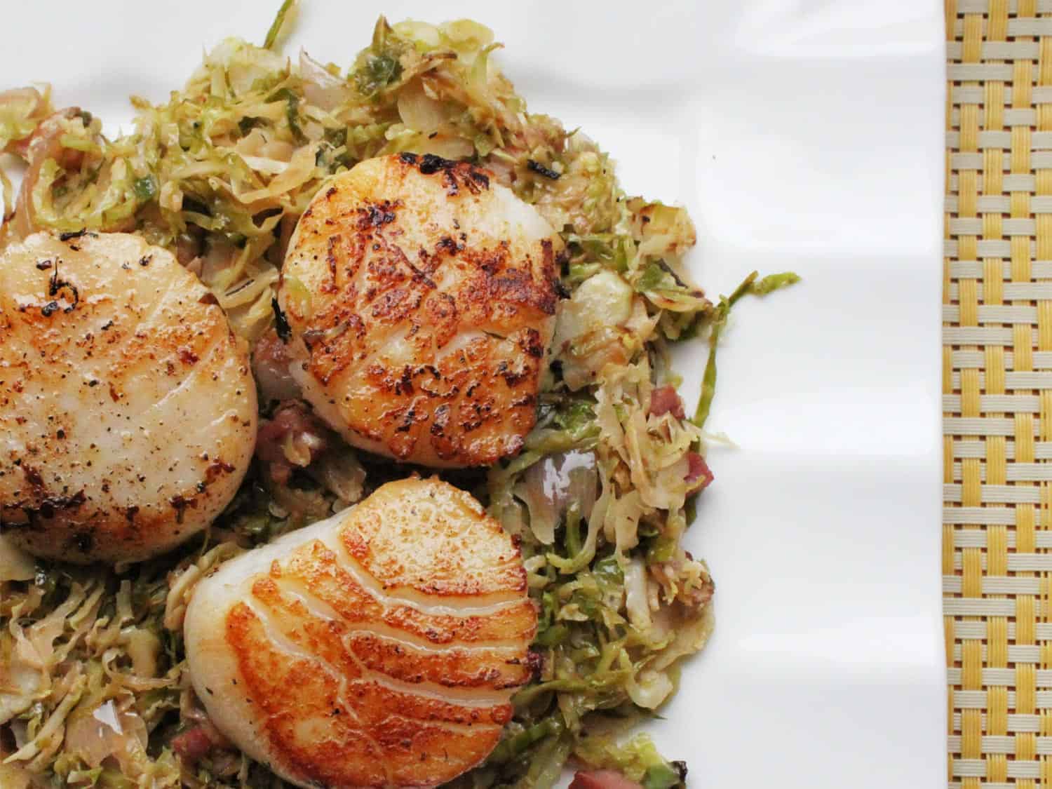 Seared Scallops with Pancetta and Brussel Sprouts