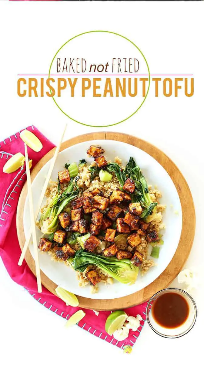 Crispy Peanut Tofu & Cauliflower Rice Stir Fry