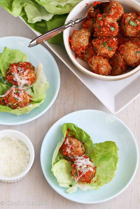 Baked Turkey, Quinoa & Zucchini Meatballs Recipe in Lettuce Wraps