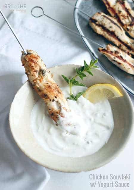 Grilled Chicken Souvlaki With Yogurt Sauce