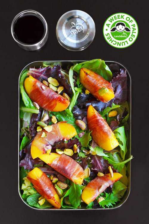Watercress with Seared Prosciutto and Peaches