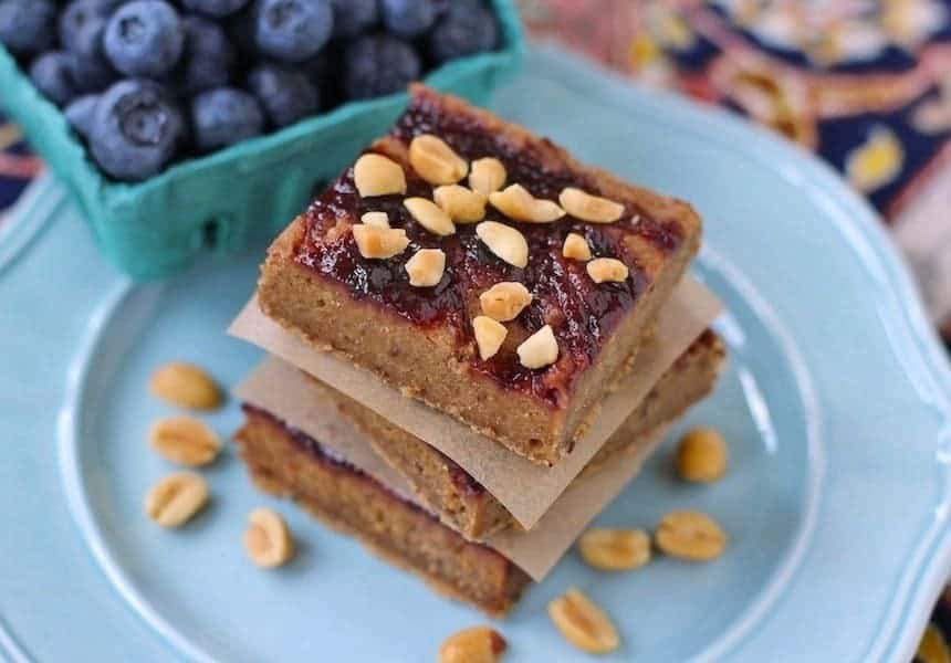 Healthy Peanut Butter And Jelly Blondies