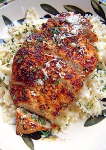 Blackened Chicken With Roasted Garlic Alfredo