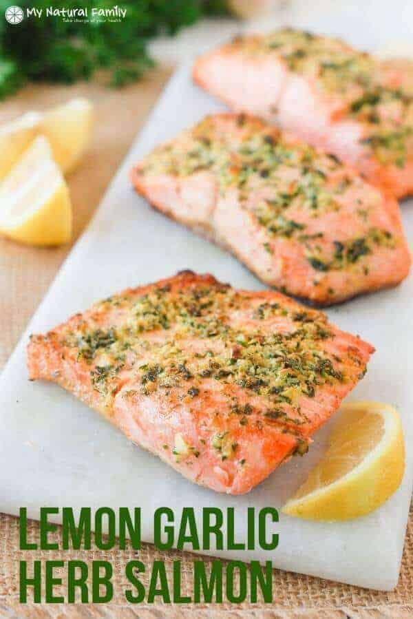 Lemon Garlic Herb Crusted Salmon