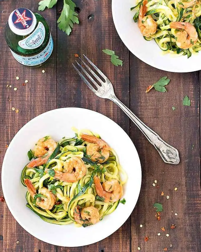 Zucchini Noodles with Garlic Shrimp