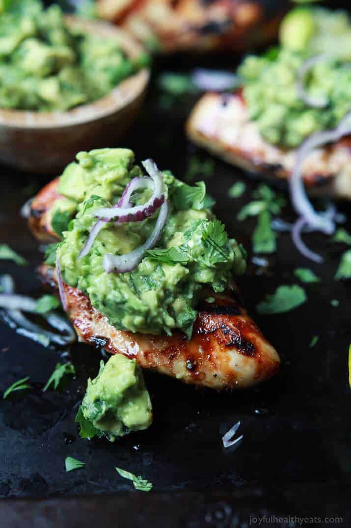 Cilantro lime chicken with avocado salsa