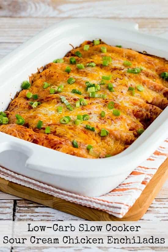 Low-Carb Slow Cooker Sour Cream Chicken Enchiladas