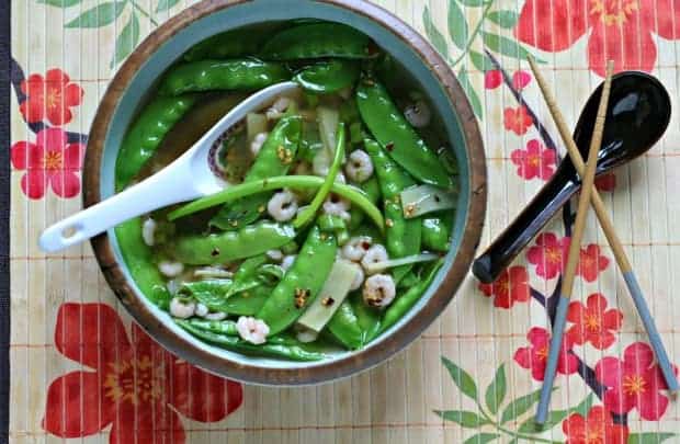 Quick Shrimp and Snow Pea Soup with Ginger