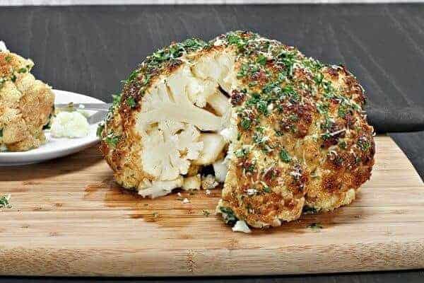 Seasoned whole roasted cauliflower