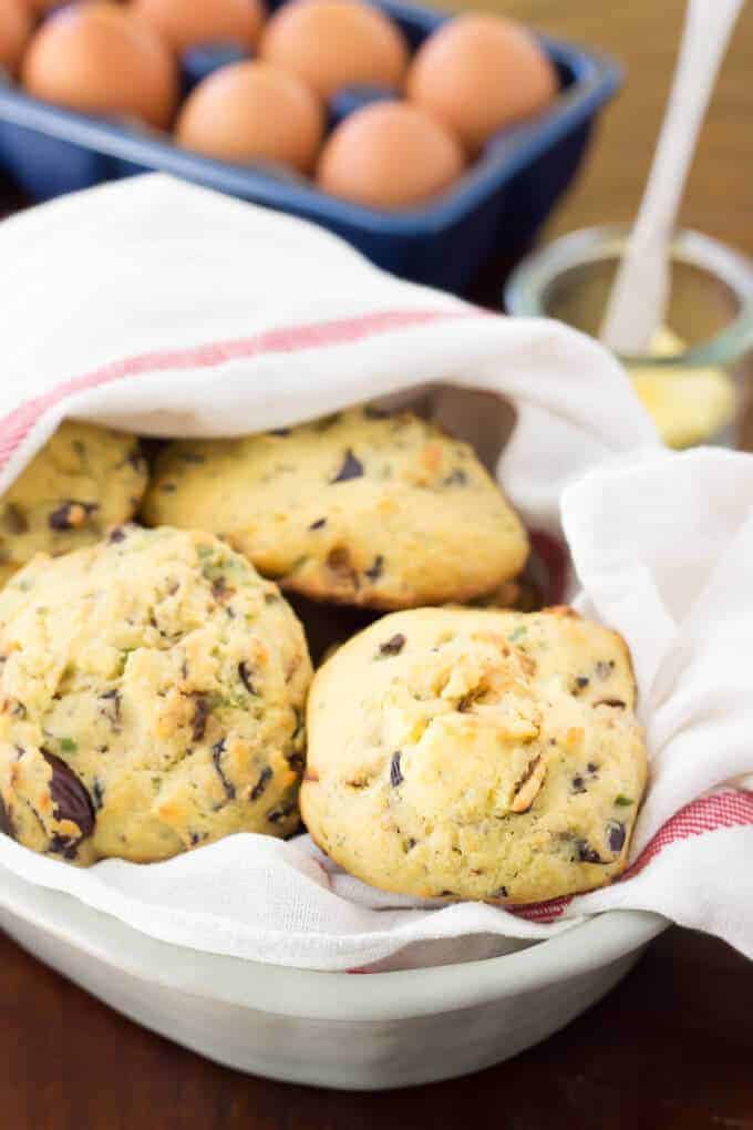 Olive, caramelized onion & herb drop biscuits