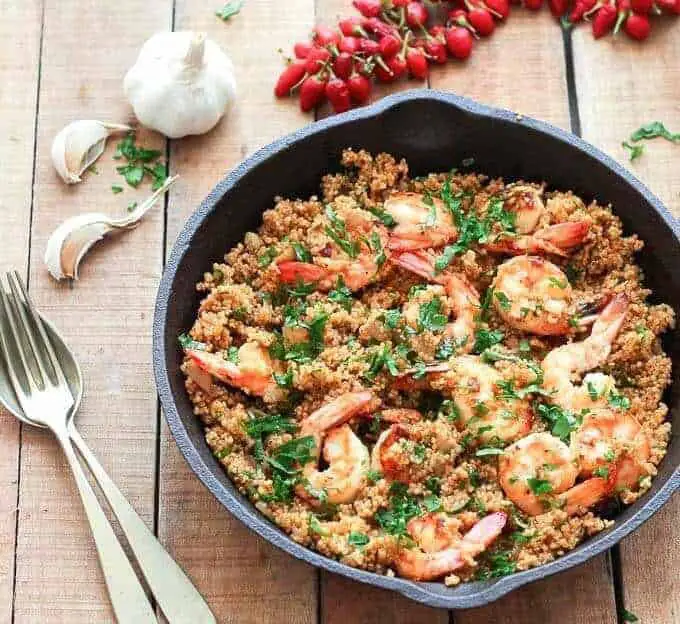 Garlic shrimp and quinoa