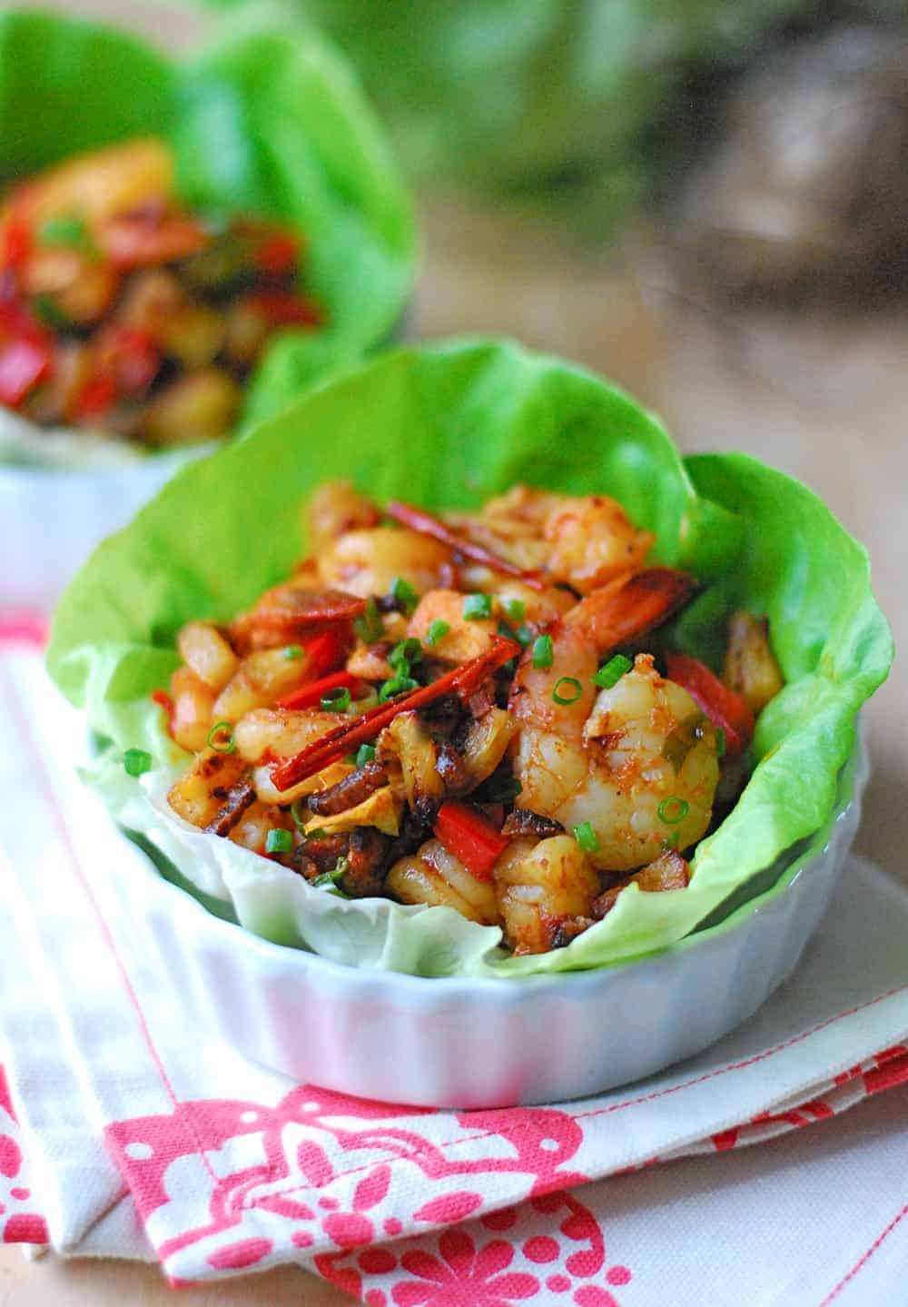 Chipotle Pineapple Shrimp Lettuce Cups