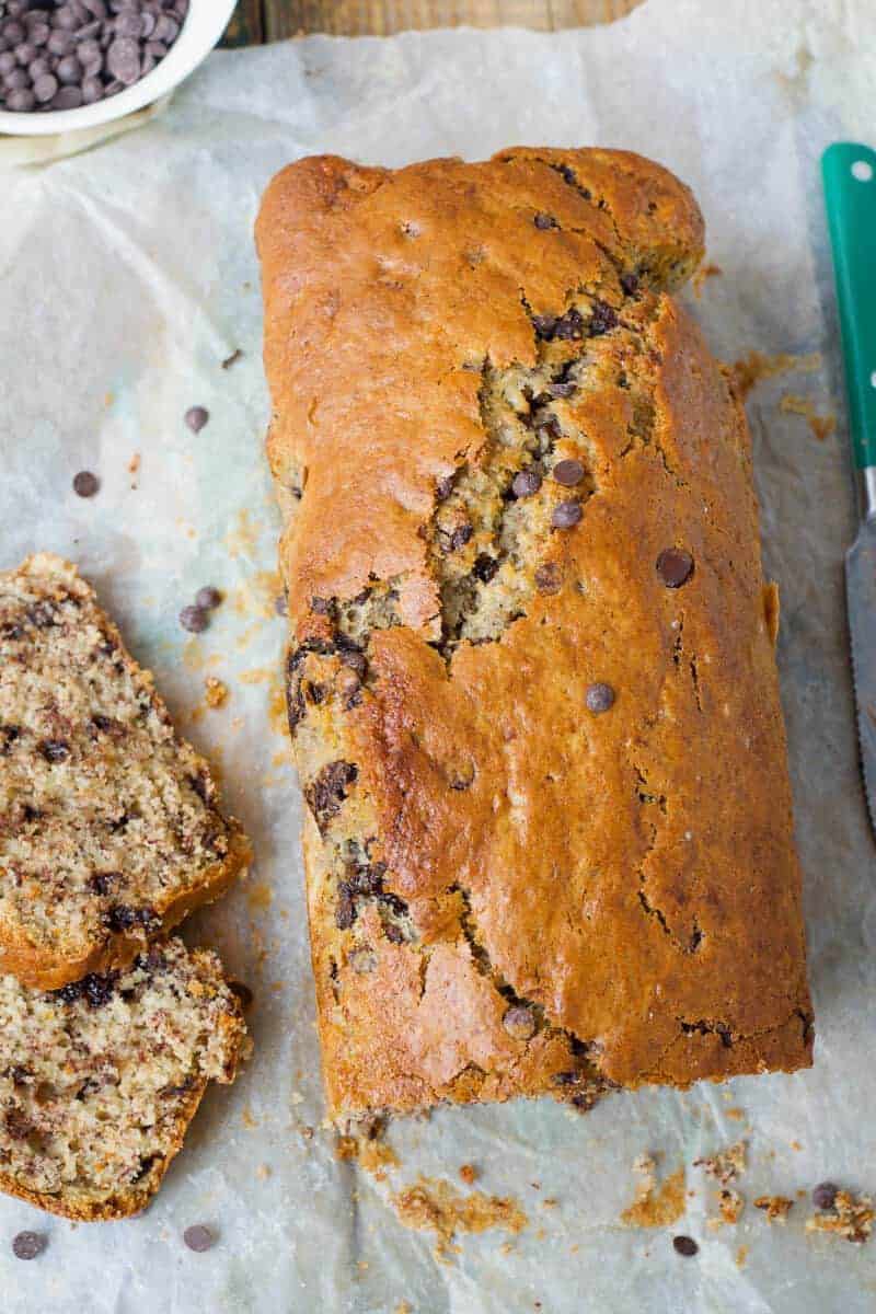 Low Carb Sugar-(Almost)-Free Chocolate Chip Banana Bread