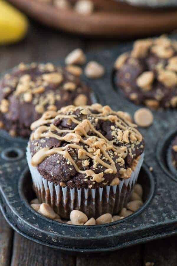 Healthy Chocolate Peanut Butter Chip Muffins