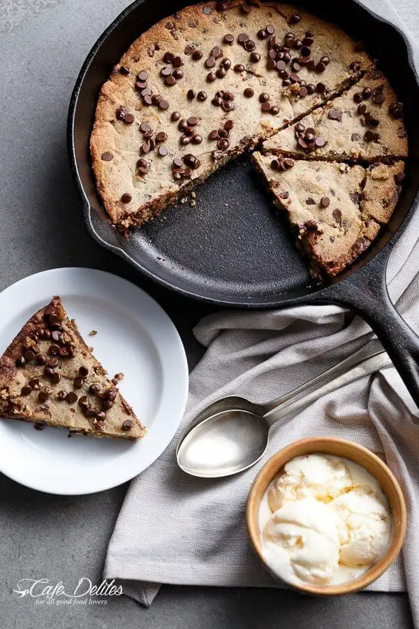 Low Carb Browned Butter Chocolate Chip Skillet Cookie