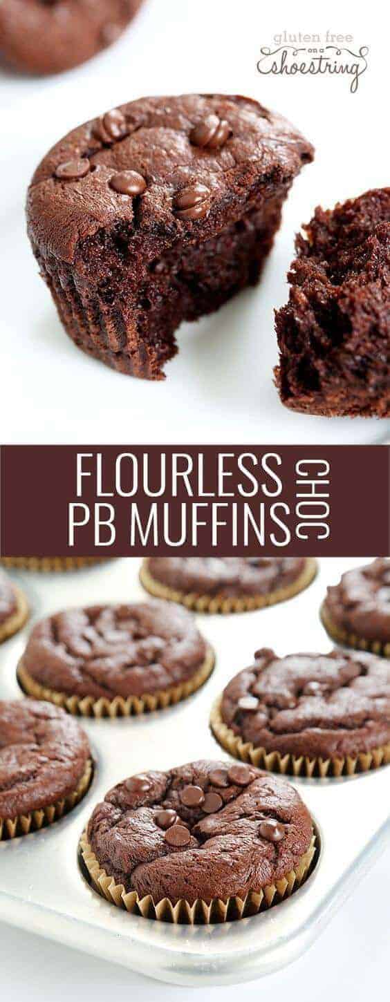 Flourless Chocolate Peanut Butter Muffins