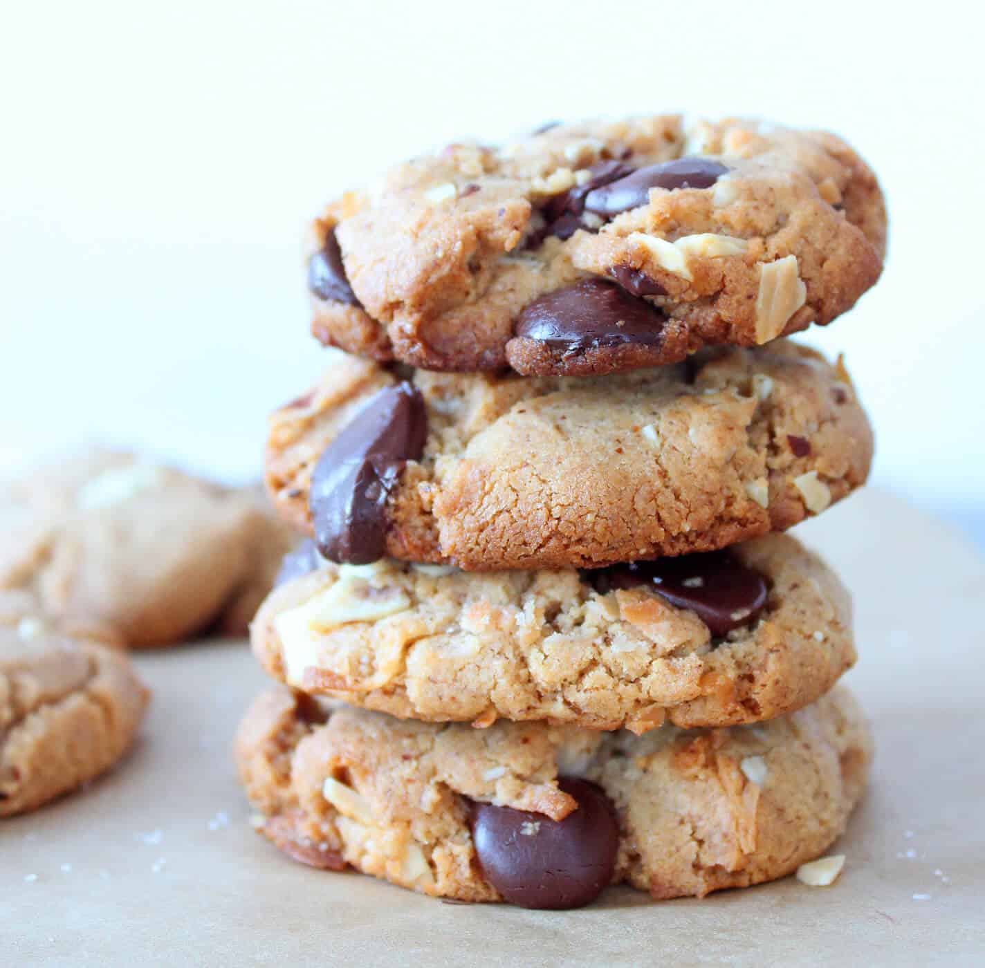 Almond Butter, Dark Chocolate & Coconut Cookies