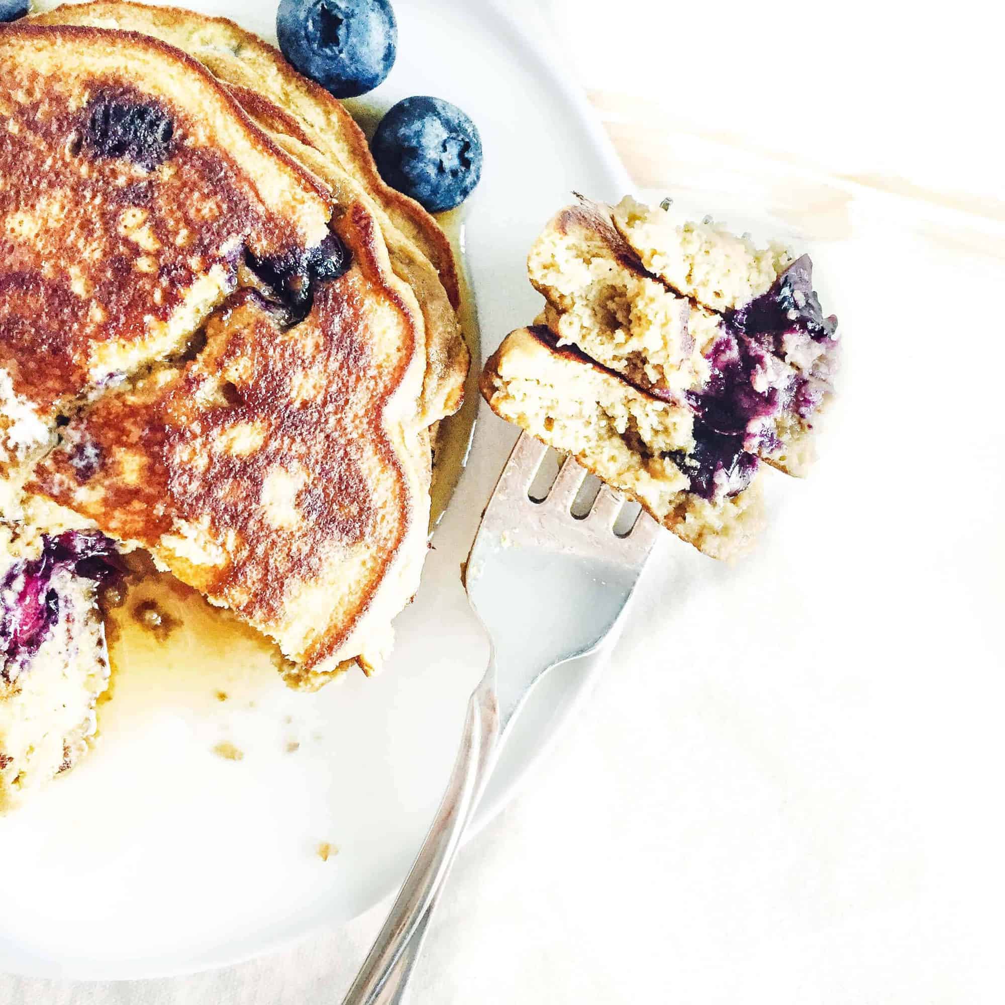 Fluffy Coconut Flour Blueberry Pancakes