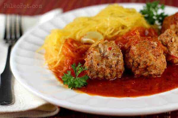 Paleo Stupid-Easy Spaghetti Squash & Meatballs