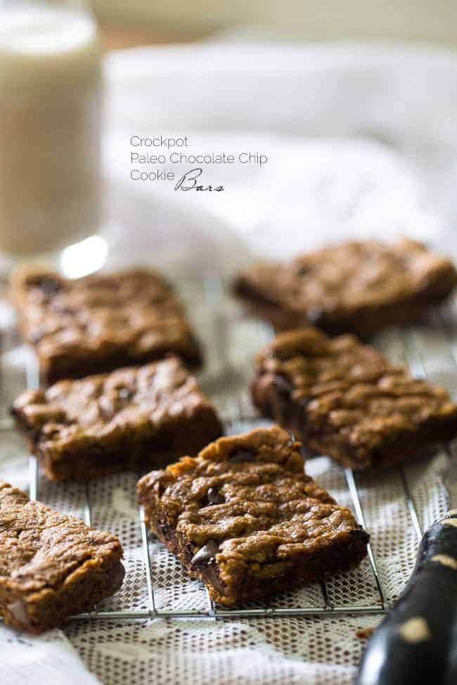 Paleo Crock Pot Chocolate Chip Cookie Bars