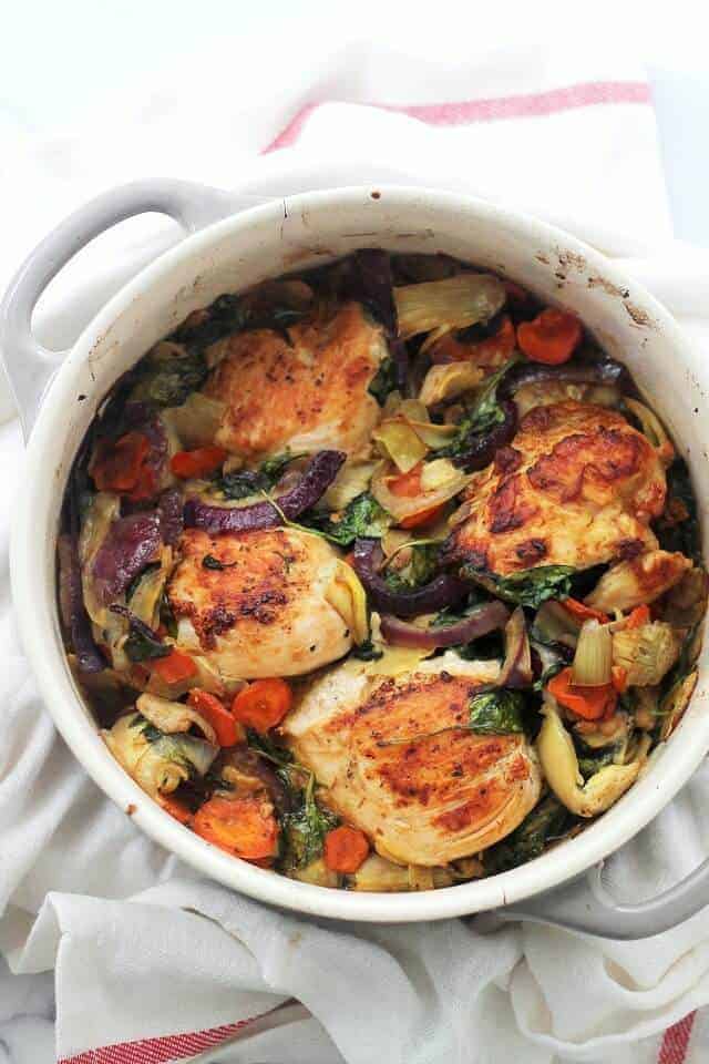Baked Chicken With Spinach And Artichokes