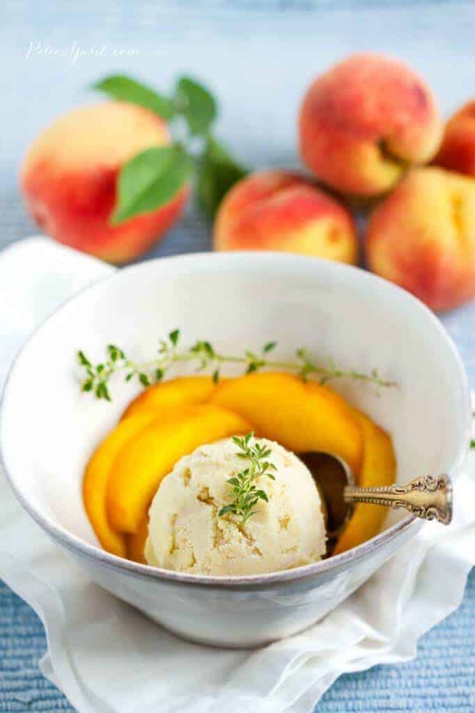 Roasted Peach and Lemon Thyme Ice Cream