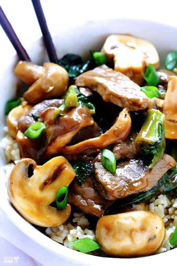 Ginger Beef, Mushroom, & Kale Stir-Fry