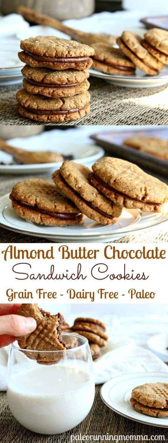 Paleo Chewy Chocolate Almond Butter Sandwich Cookies