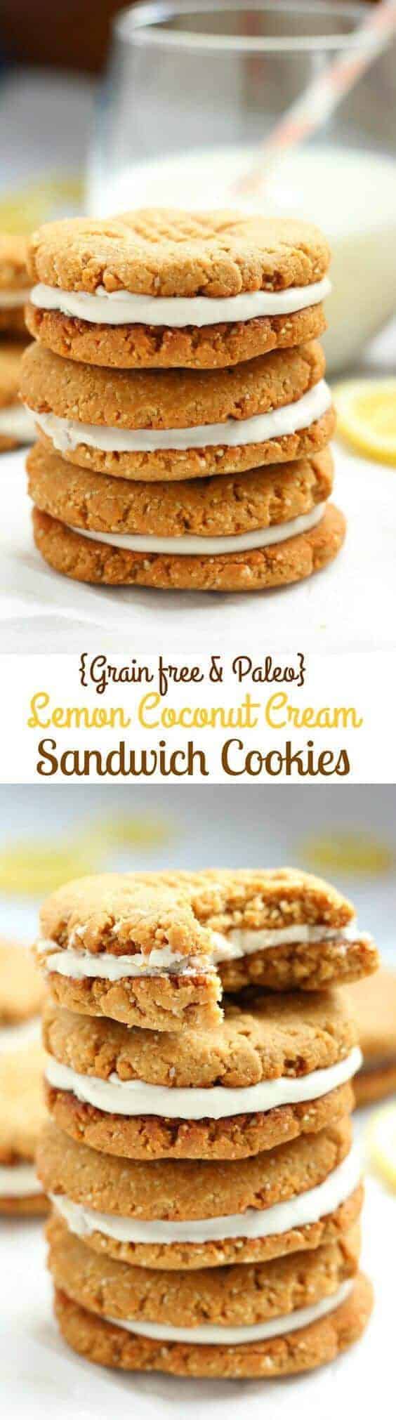 Paleo Lemon Coconut Cream Sandwich Cookies