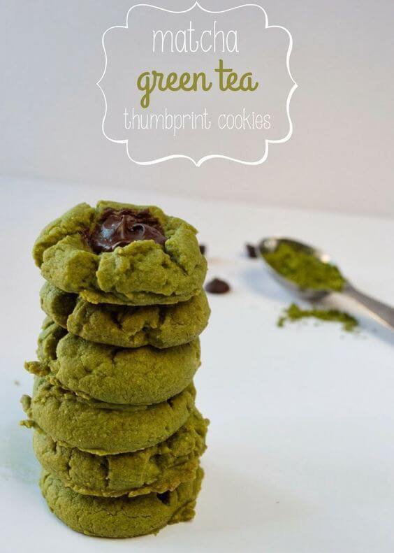 Paleo Matcha Green Tea Thumbprint Cookies