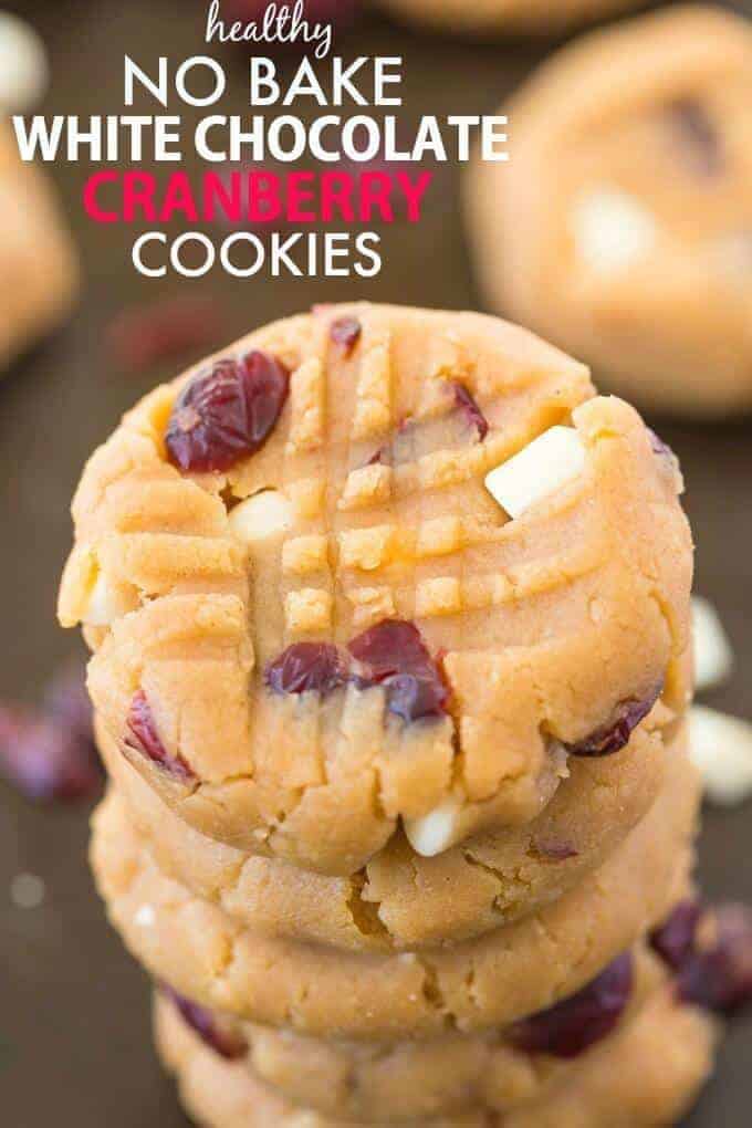 Healthy No Bake White Chocolate Cranberry Cookies