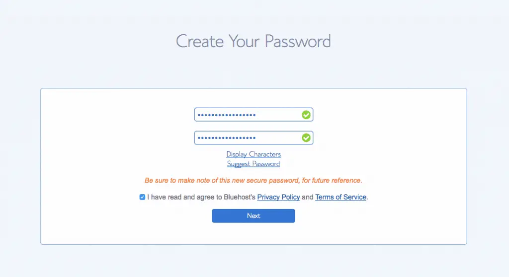 bluehost password wordpress